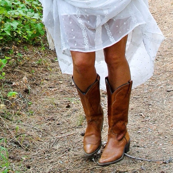 BOULET 6126 Cowboy Boots Canada Western 7.5 Tobacco Point Oval Tan Sexy Wide 7 - Picture 2 of 16